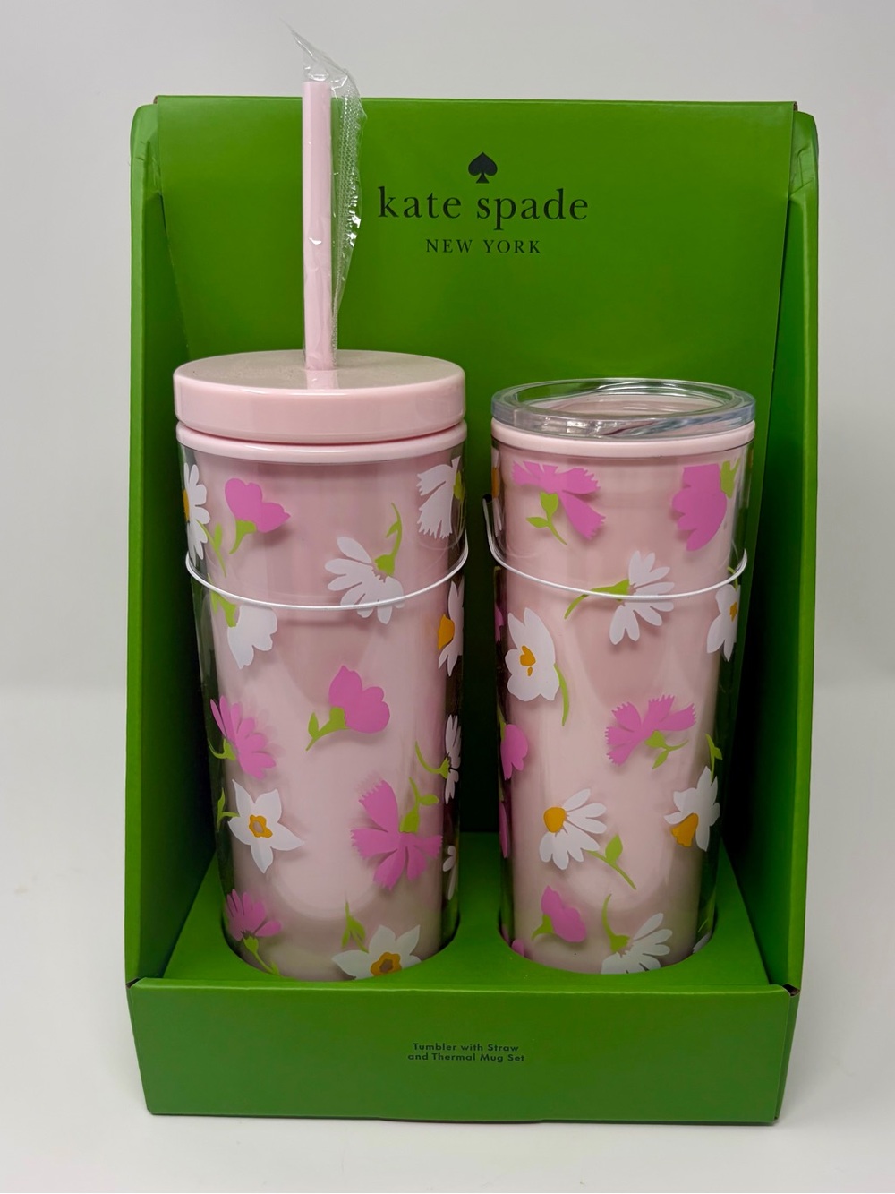 Kate Spade New York Pink Floral Tumbler & Travel Mug Gift Set New